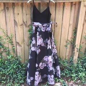 Eliza J floor length dress | black floral